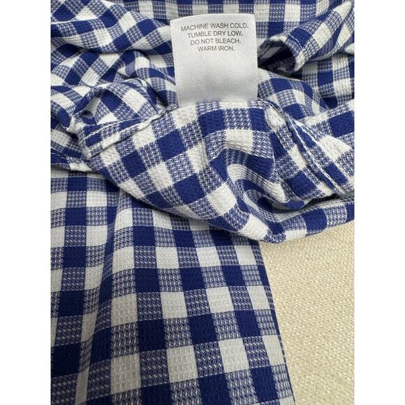 EUC Johnston Murphy Textured Cotton Dress Shirt Mens L Blue Check Plaid Button - Picture 10 of 11